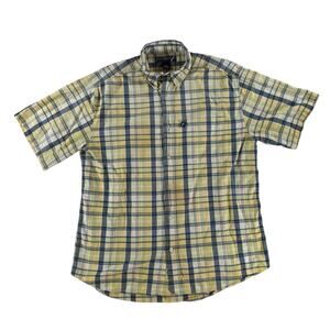 Ivy Crew Explorer Mens Short Sleeve Button Up Shirt - Yellow Blue White - Large